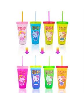 Sanrio Hello Kitty Garden Doodle Color-Changing Plastic Tumbler Cups | Set of 4