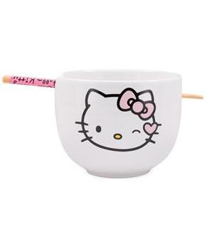 Sanrio Hello Kitty Winking 20-Ounce Ceramic Ramen Bowl With Chopsticks