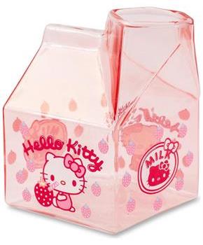 Sanrio Hello Kitty Glass Strawberry Milk Carton | Holds 12 Ounces