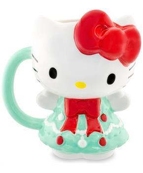 Sanrio Hello Kitty Holiday Tree Dress 3D Sculpted Ceramic Mug | Holds 20 Ounces