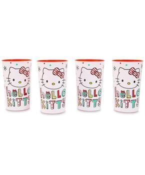 Sanrio Hello Kitty Holiday 4-Piece Plastic Cup Set | Each Holds 22 Ounces
