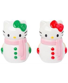 Sanrio Hello Kitty Snowman Ceramic Salt and Pepper Shaker Set
