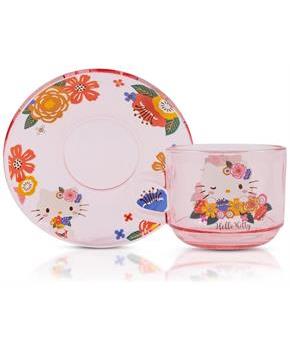 Sanrio Hello Kitty Flowers Glass Teacup and Saucer Set