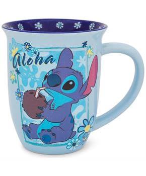 Disney Lilo & Stitch "Aloha" Wide Rim Ceramic Latte Mug | Holds 16 Ounces