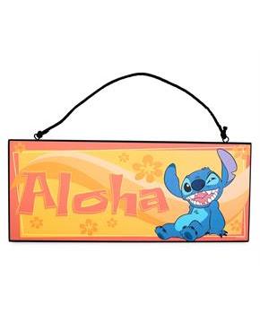 Disney Lilo & Stitch Aloha Reversible Hanging Sign Wall Art | 12 x 5 Inches