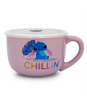 Disney Lilo & Stitch "Chillin" Ceramic Soup Mug With Vented Lid | Holds 24 Ounces