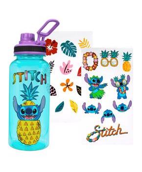 Disney Lilo & Stitch Flowers 32-Ounce Twist Spout Water Bottle And Sticker  Set 