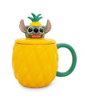 Disney Lilo & Stitch Pineapple 3D Sculpted Ceramic Mug With Lid | Holds 20 Ounce