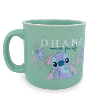 Disney Lilo & Stitch "Ohana Means Family" Ceramic Camper Mug | Holds 20 Ounces