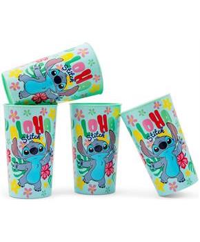 Disney Lilo & Stitch "Aloha" 4-Piece Plastic Cup Set | Each Holds 22 Ounces