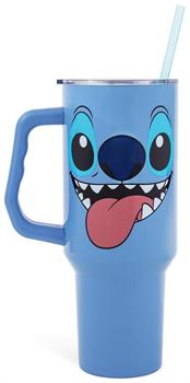 Disney Lilo & Stitch Face Stainless Steel Tumbler With Handle | Holds 40 Ounces