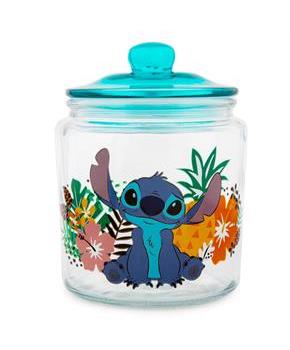 Disney Lilo & Stitch Glass Snack Jar Container With Lid | 6 Inches Tall