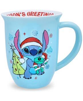 Disney Lilo & Stitch "Season's Greetings" Wide Rim Ceramic Mug | Holds 16 Ounces