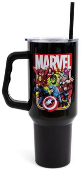 Marvel Comics The Avengers 40-Ounce Black Stainless Steel Tumbler With Handle