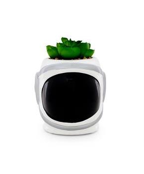 NASA Space Helmet 6 x 5 inch Ceramic Planter w/ Artificial Plant