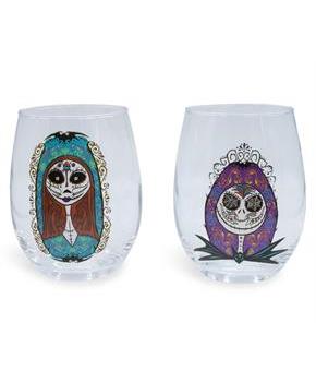 Disney The Nightmare Before Christmas Jack and Sally Stemless Glass Set