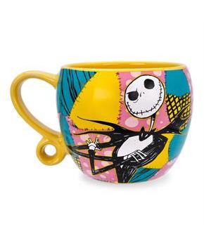 Disney Nightmare Before Christmas Jack and Sally Patchwork Sculpted Ceramic Mug