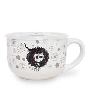 Disney Nightmare Before Christmas Santa Jack Wreath Ceramic Soup Mug With Lid