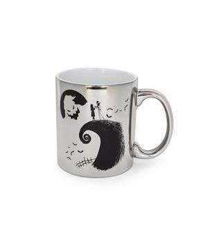Nightmare Before Christmas Silver Electroplate Ceramic Mug | Holds 20 Ounces