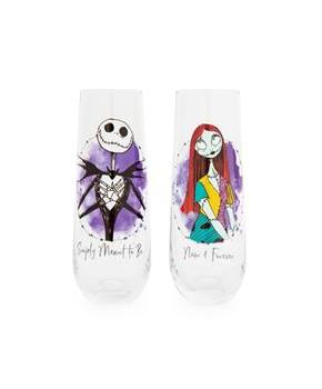 The Nightmare Before Christmas Jack and Sally Stemless Fluted Glasses | Set of 2