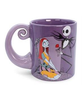 Disney The Nightmare Before Christmas Jack & Sally Spiral Handle Ceramic Mug
