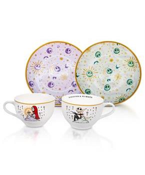 Disney Nightmare Before Christmas Jack & Sally Teacups and Saucers | Set of 2
