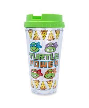 Teenage Mutant Ninja Turtles Pizza Slices Plastic Travel Tumbler | 16 Ounces