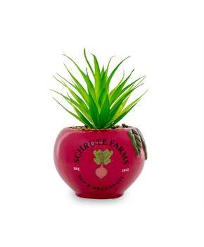 The Office Schrute Farms Rustic 8.25 x 4.5 Inch Ceramic Planter w/Artificial Plant