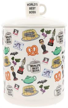 The Office Icons Ceramic Snack Jar With Molded Knob Lid | 10 Inches Tall