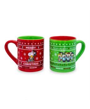Peanuts Charlie Brown and Snoopy Christmas Sweaters Ceramic Mugs | Set of 2