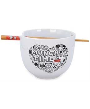 Peanuts Munch Time 20 Ounce Ceramic Ramen Bowl with Chopsticks