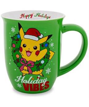 Pokemon Santa Pikachu Wide-Rim Ceramic Latte Mug | Holds 16 Ounces