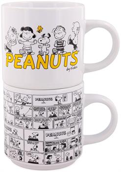 Peanuts Comic Panels 2-Piece Ceramic Stackable Mug Set | Each Holds 13 Ounces