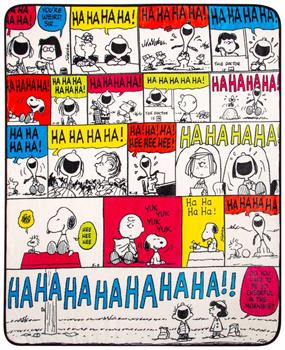 Peanuts "Ha Ha Ha" Comic Strip Panels Sherpa Throw Blanket | 50 x 60 Inches