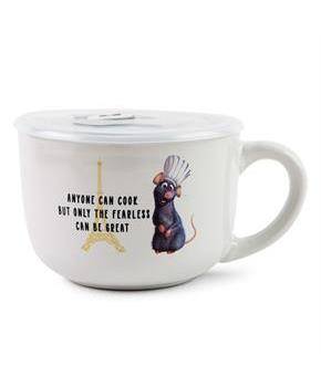 Disney Pixar Ratatouille "Anyone Can Cook" Ceramic Soup Mug With Lid | 24 Ounces