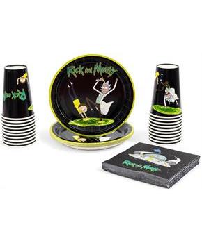 Rick and Morty Portal 60-Piece Party Tableware Set | Cups, Plates, Napkins