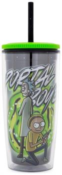 Rick and Morty "Portal Boyz" Plastic Tumbler With Lid and Straw | Hold 20 Ounces