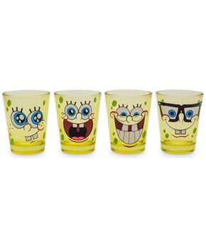 Nickelodeon SpongeBob Faces 2-Ounce Mini Glasses | Set of 4