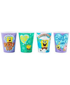 Nickelodeon SpongeBob SquarePants 4-Piece Plastic Mini Cups | Each Hold 2 Ounces