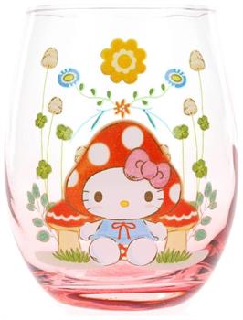 Sanrio Hello Kitty Mushroom Art Stemless Wine Glass | Holds 20 Ounces