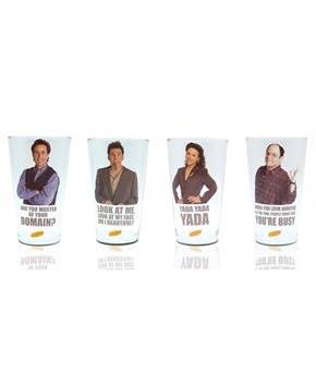 Seinfeld 16-Ounce Pint Glasses | Set of 4 | Jerry, George, Elaine, Kramer