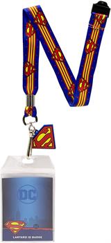 DC Superman Wrap-Around Logo Lanyard with Badge Holder and Charm