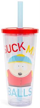 South Park Cartman "Suck My Balls" 24-Ounce Carnival Cup With Lid and Straw