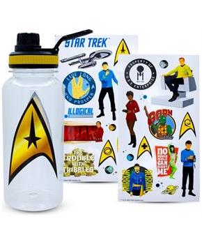 Star Trek Gold Delta Logo Twist Spout Water Bottle and Sticker Set | 32 Ounces