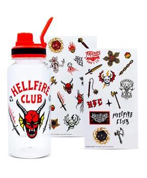 Stranger Things Hellfire Club 32-Ounce Twist Spout Water Bottle and Sticker Set