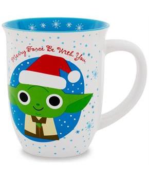 Star Wars Santa Yoda Wide-Rim Ceramic Latte Mug | Holds 16 Ounces