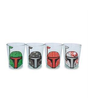 Star Wars Holiday Boba Fett 2.5-Ounce Mini Shot Glasses | Set of 4