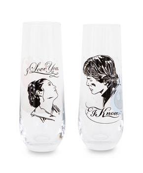 Star Wars Han and Leia "I Love You, I Know" Stemless Fluted Glassware | Set of 2