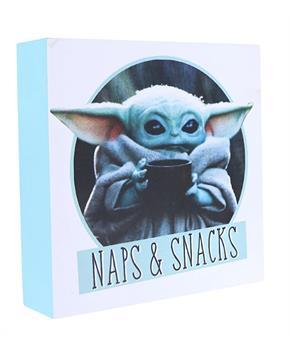 Star Wars The Mandalorian Naps and Snacks 6 x 6 Inch Wood Box Sign