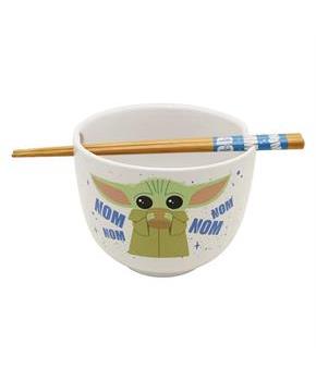 Star Wars Mandalorian Nom Nom Child 20 Ounce Ceramic Ramen Bowl w/ Chopsticks